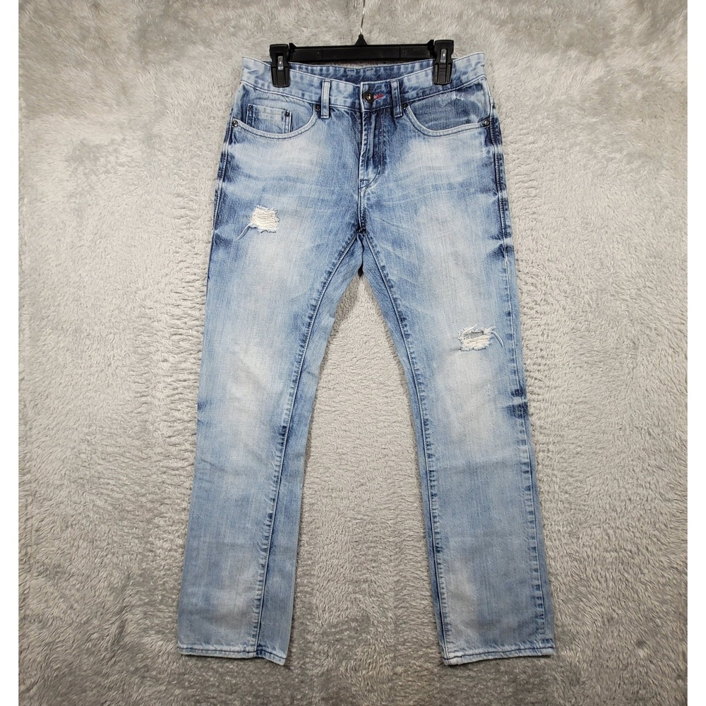 Buffalo David Bitton Jeans Men 30 Light Wash Distressed Straight Leg Denim 31x32